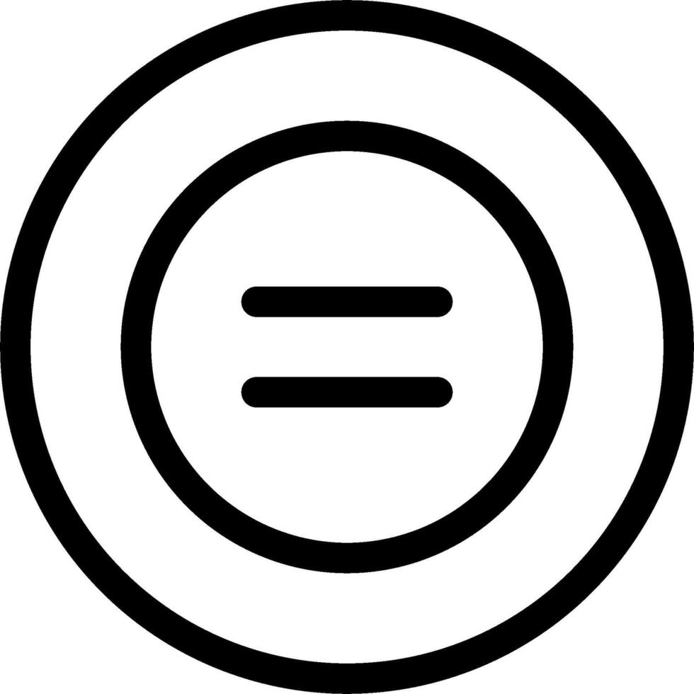 A black and white icon of a circle with an equal sign vector