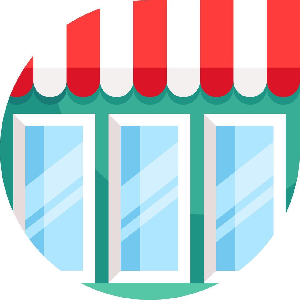 A red and white striped awning on a window vector
