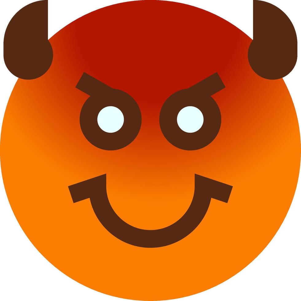 An orange devil emoticitor with horns and a smile vector