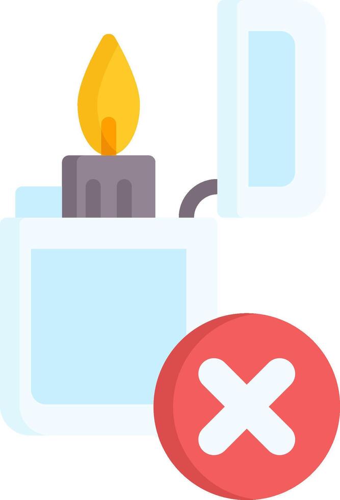 A lighter with a red cross and a lit flame vector