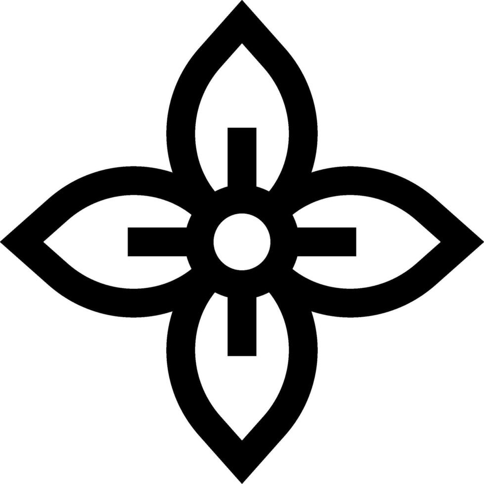 A black and white image of a flower with a cross in the center vector