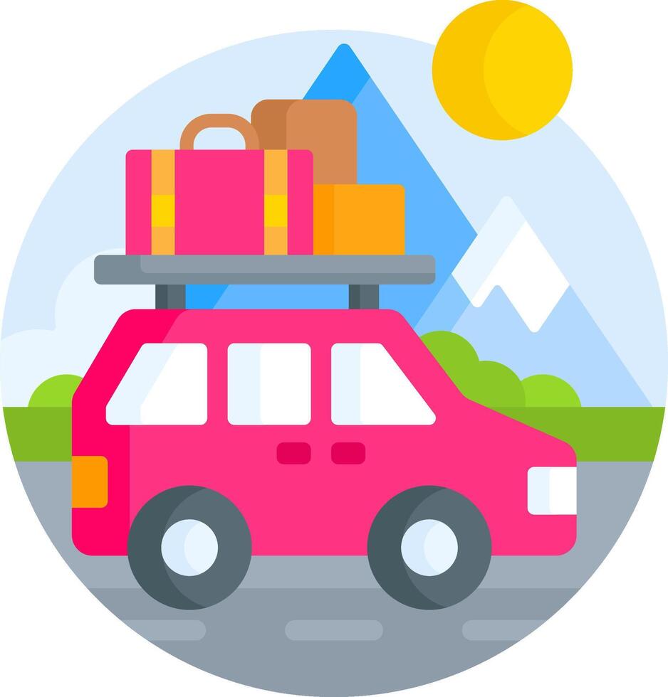 A car with luggage on top of it vector