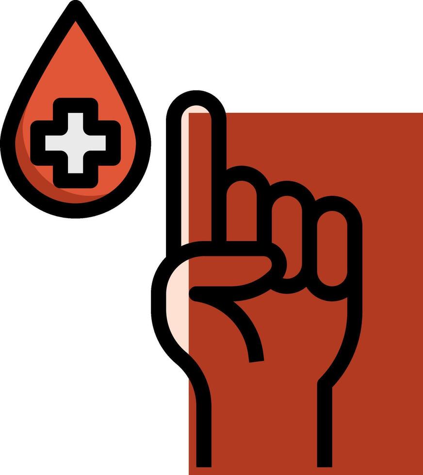 A hand holding a blood drop with a cross on it vector