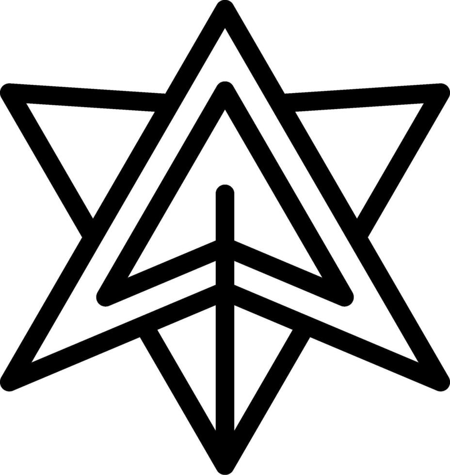 A black and white star with an arrow in the middle vector