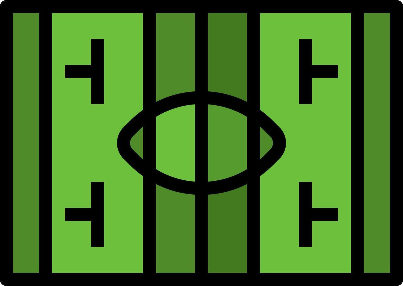 A green and black football field with a ball in the middle vector
