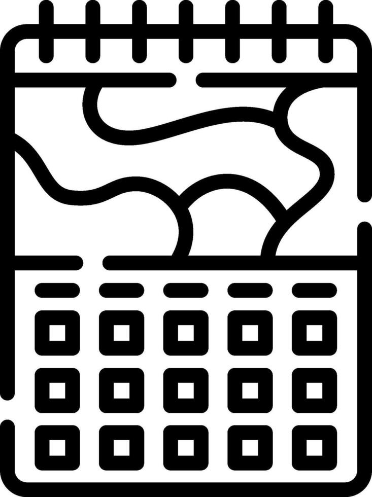 A calendar icon with a line drawing of a calendar vector