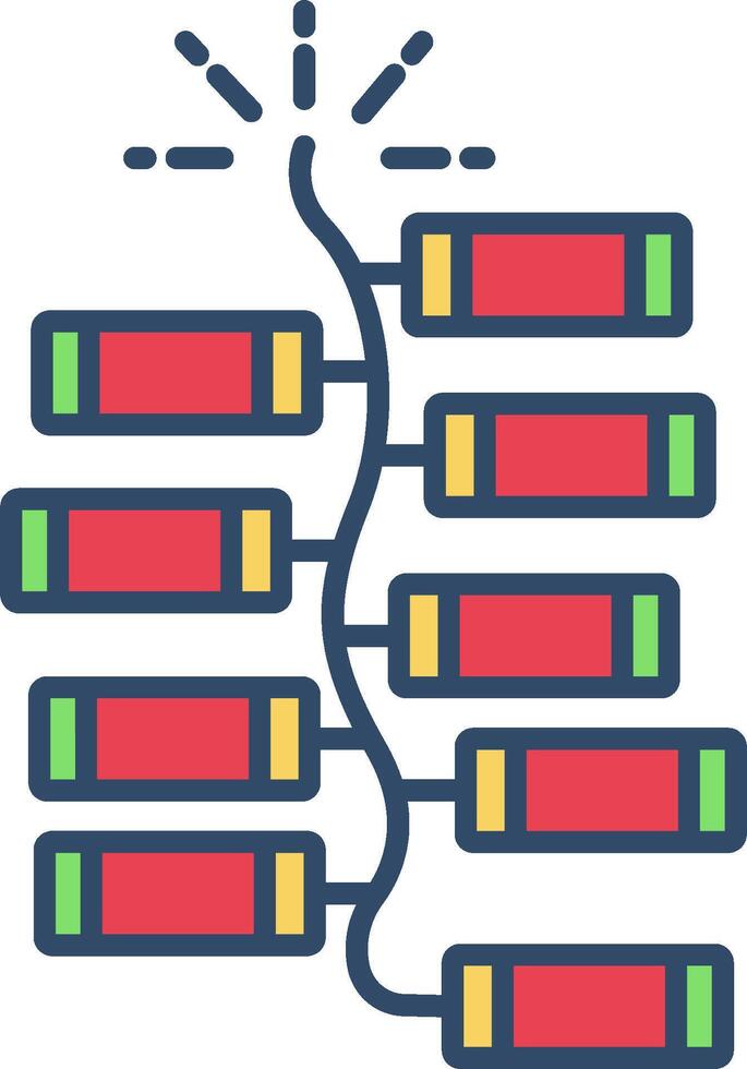 A line of batteries connected to a light bulb vector