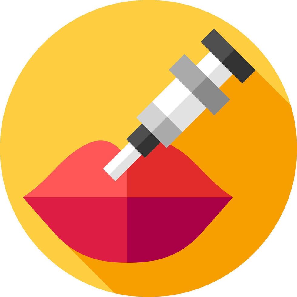 A syringe is being injected into a woman's lips vector