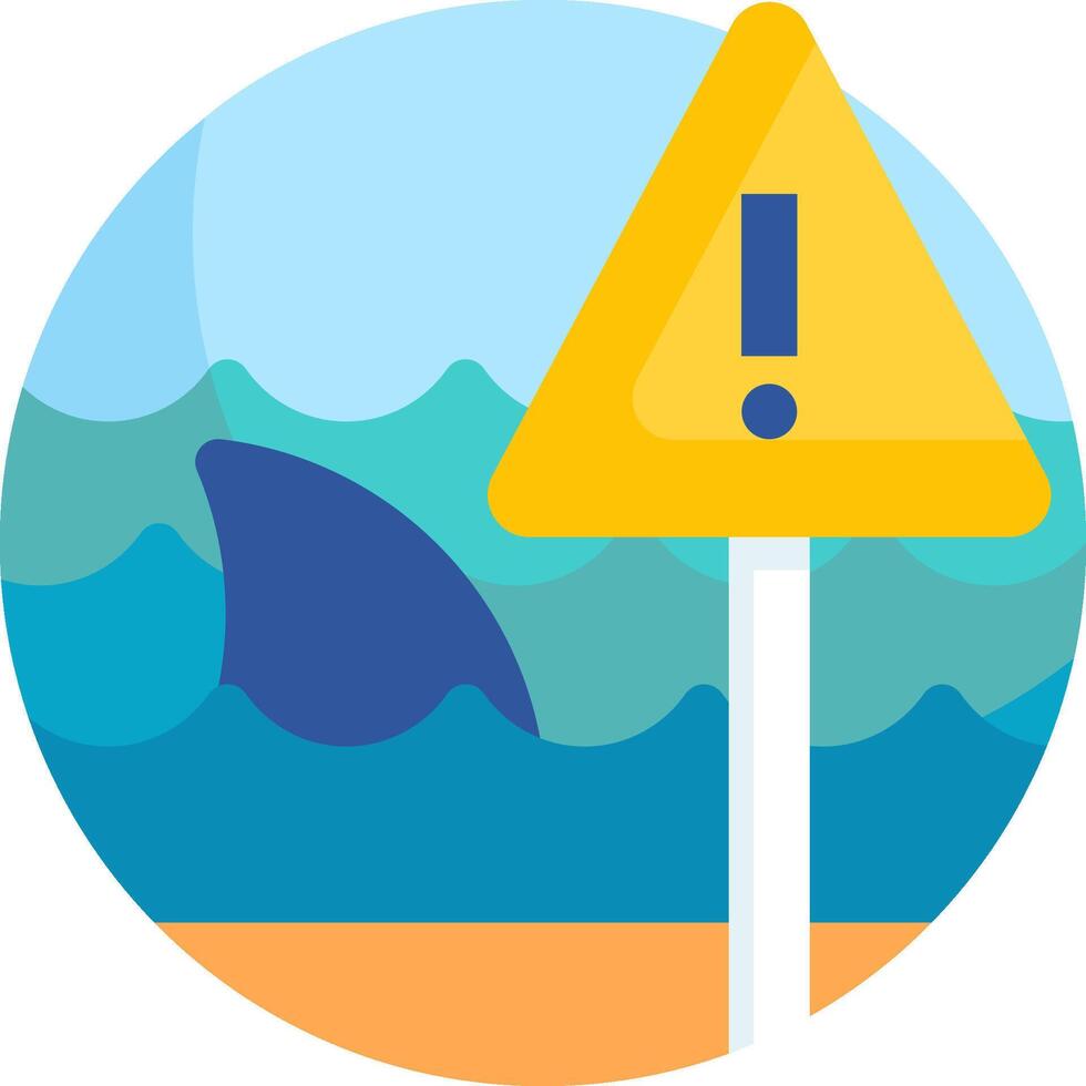 A warning sign with a shark in the ocean vector