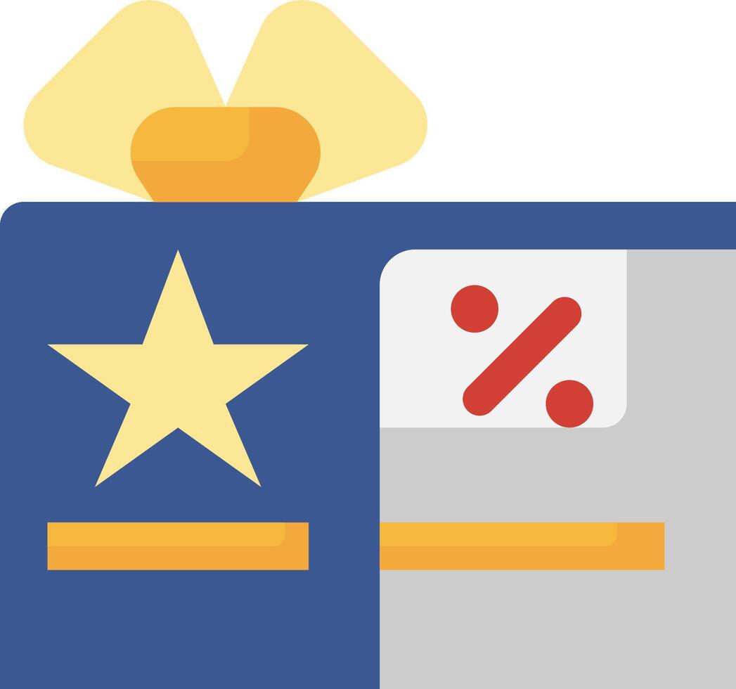 A gift box with a star and a percentage sign vector