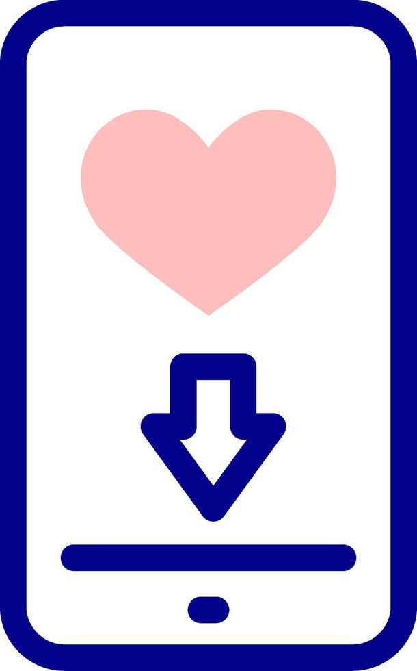 A heart icon on a smartphone with an arrow pointing to it vector