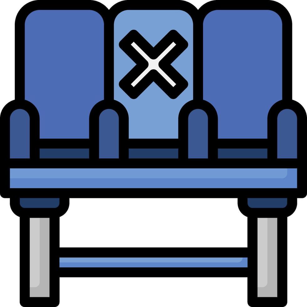 A blue bench with two seats on it vector
