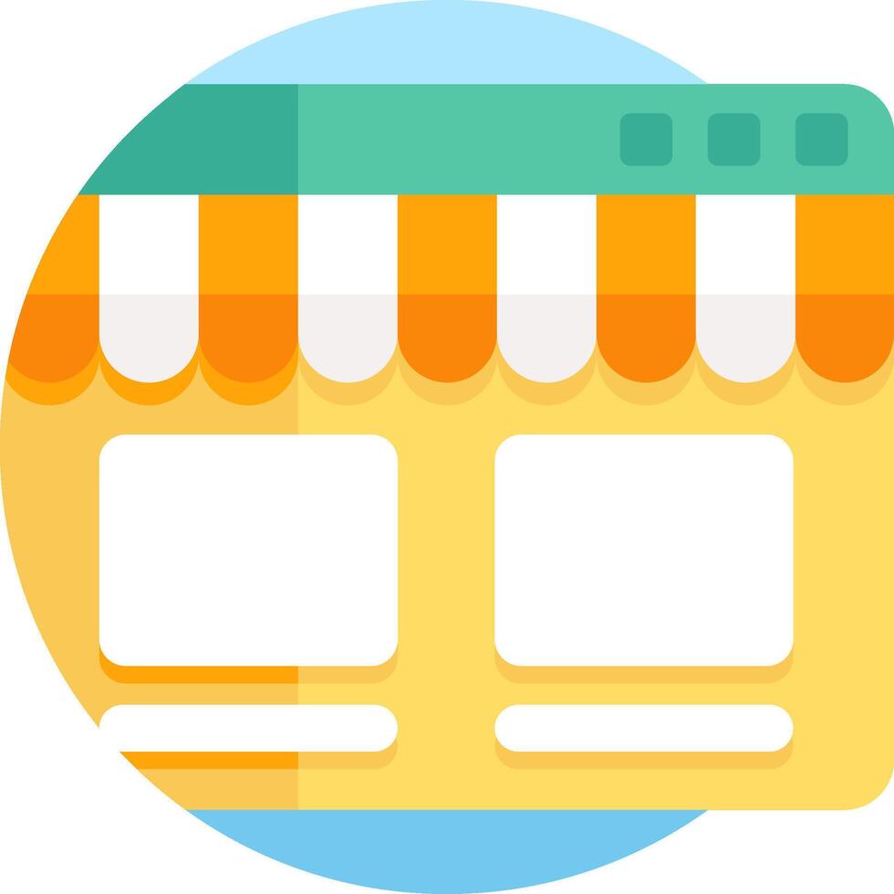 A shop with a yellow and blue awning vector