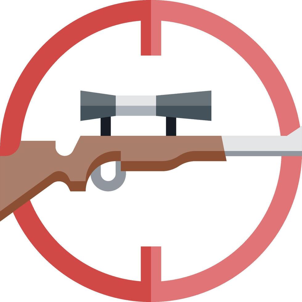 A rifle and scope in a red circle vector
