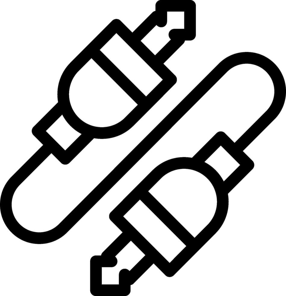A black and white image of two cables vector