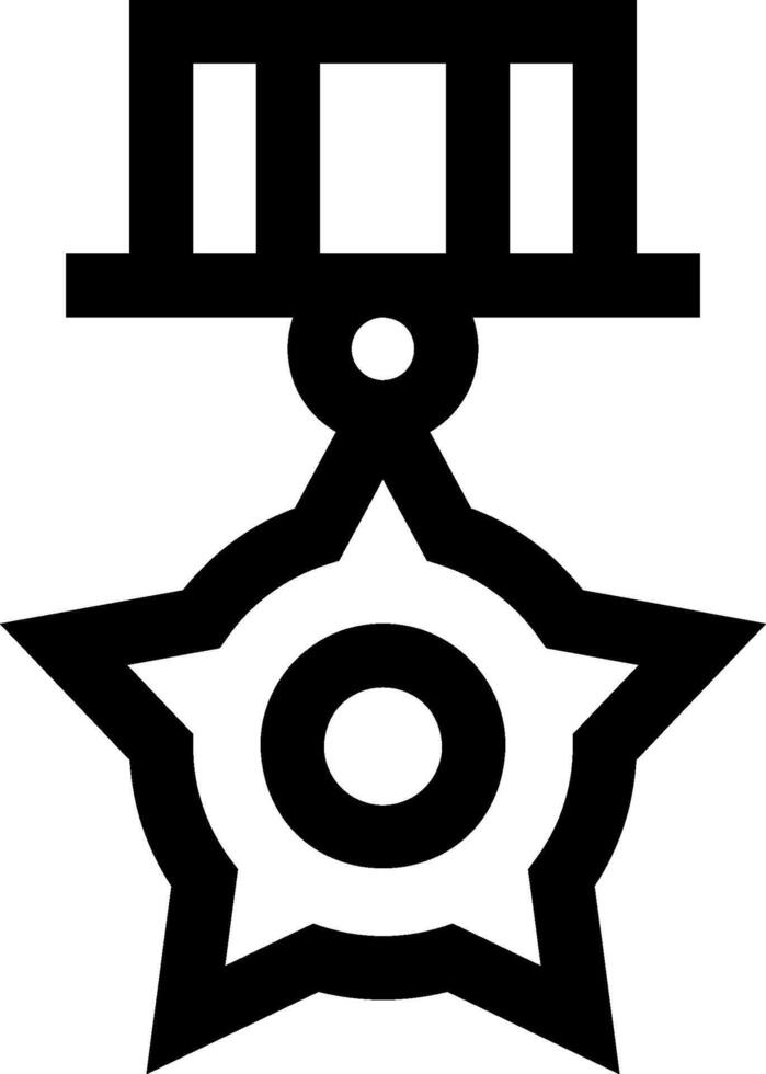 A black and white star medal icon vector