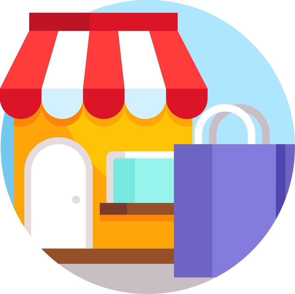 A shopping bag and a store front vector