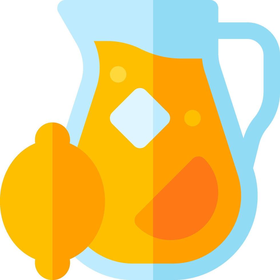 A pitcher of orange juice and a slice of lemon vector