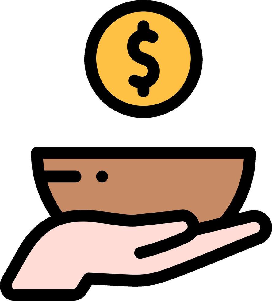 Hand holding bowl with dollar sign vector