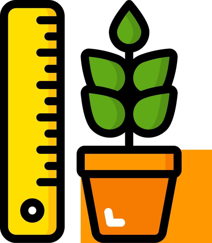 A plant in a pot with a ruler next to it vector
