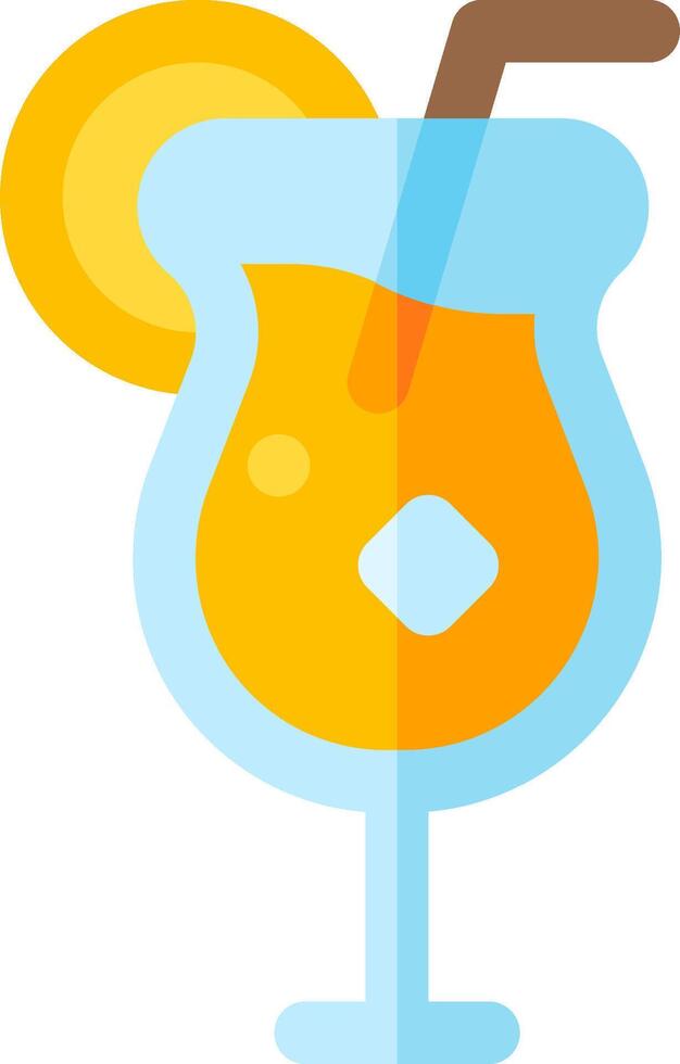 A drink with a straw and orange slice vector