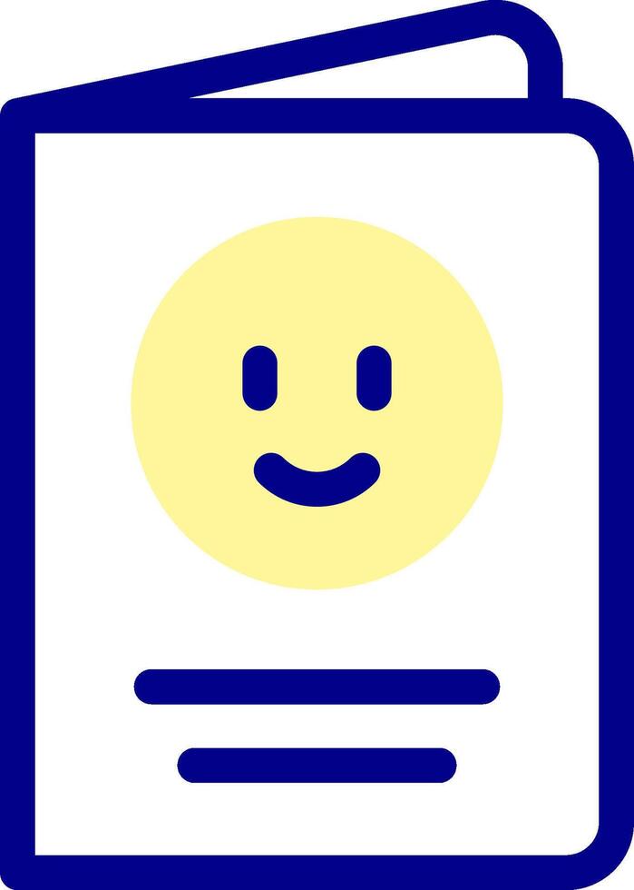 A smiley face in a book with a blue border vector