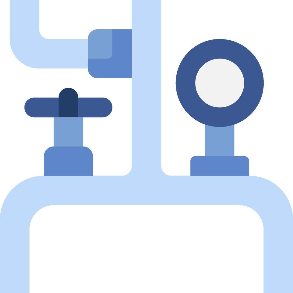A blue pipe with two valves and a light vector