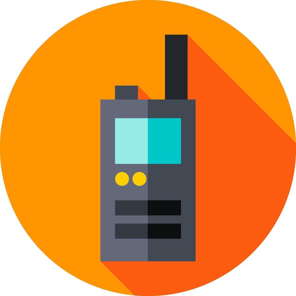 A flat icon of a radio on an orange background vector
