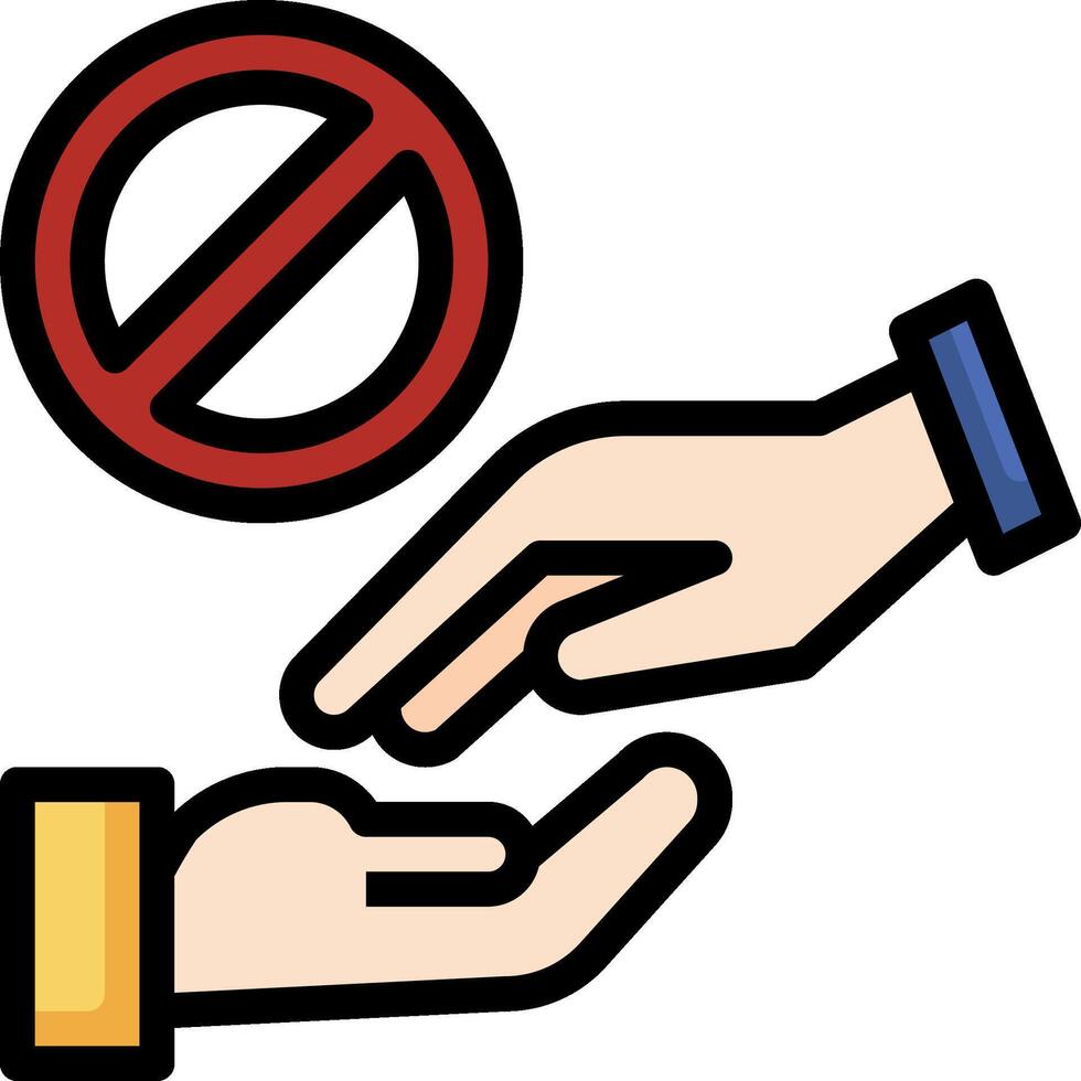 A hand reaching out to a person with a no sign vector