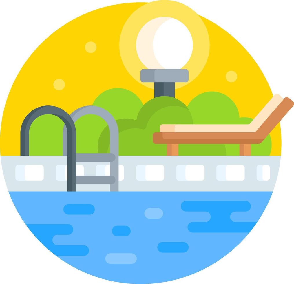 An icon of a pool with a bench and a lamp vector