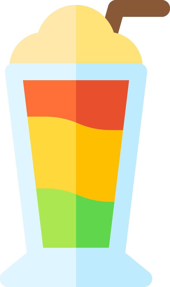An ice cream drink with a straw and a rainbow vector