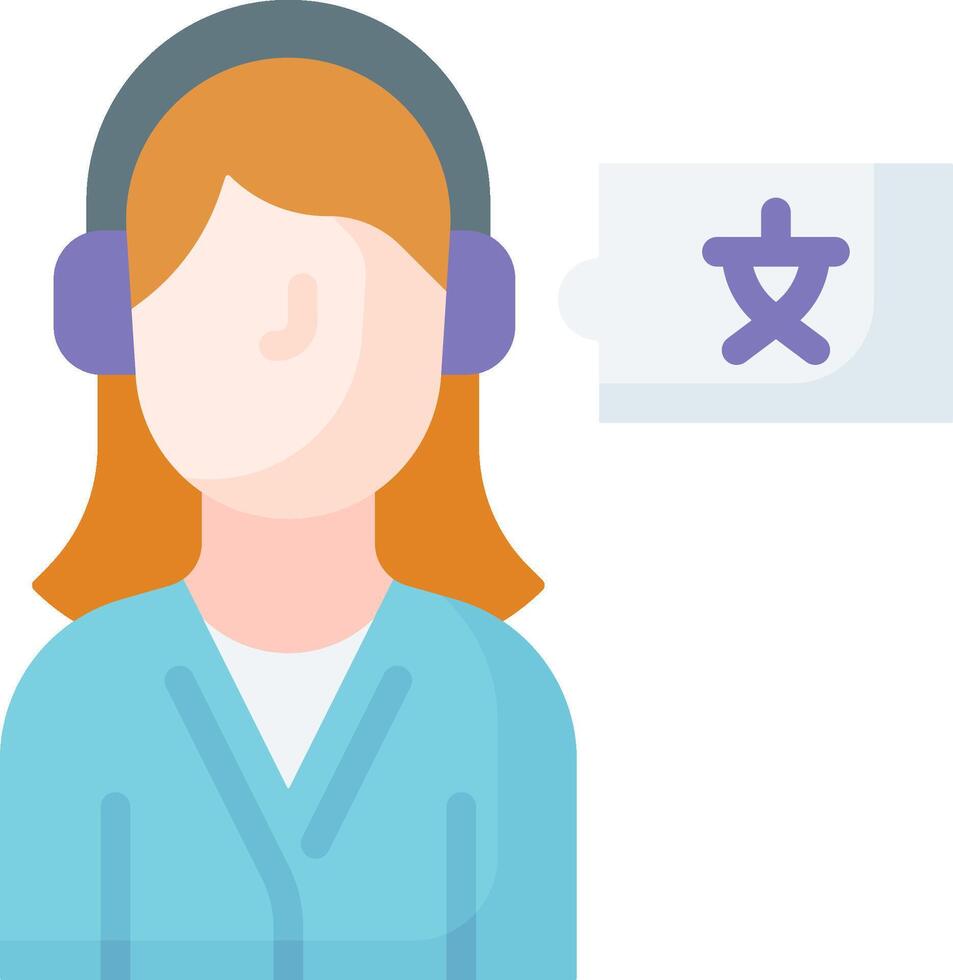 A woman wearing headphones and holding a sign with chinese characters vector