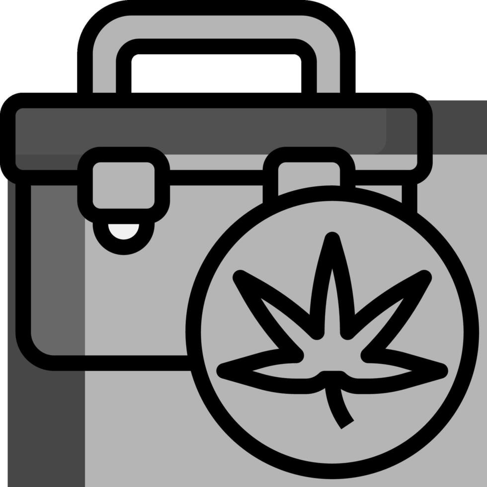 A black and white illustration of a briefcase with a marijuana leaf vector