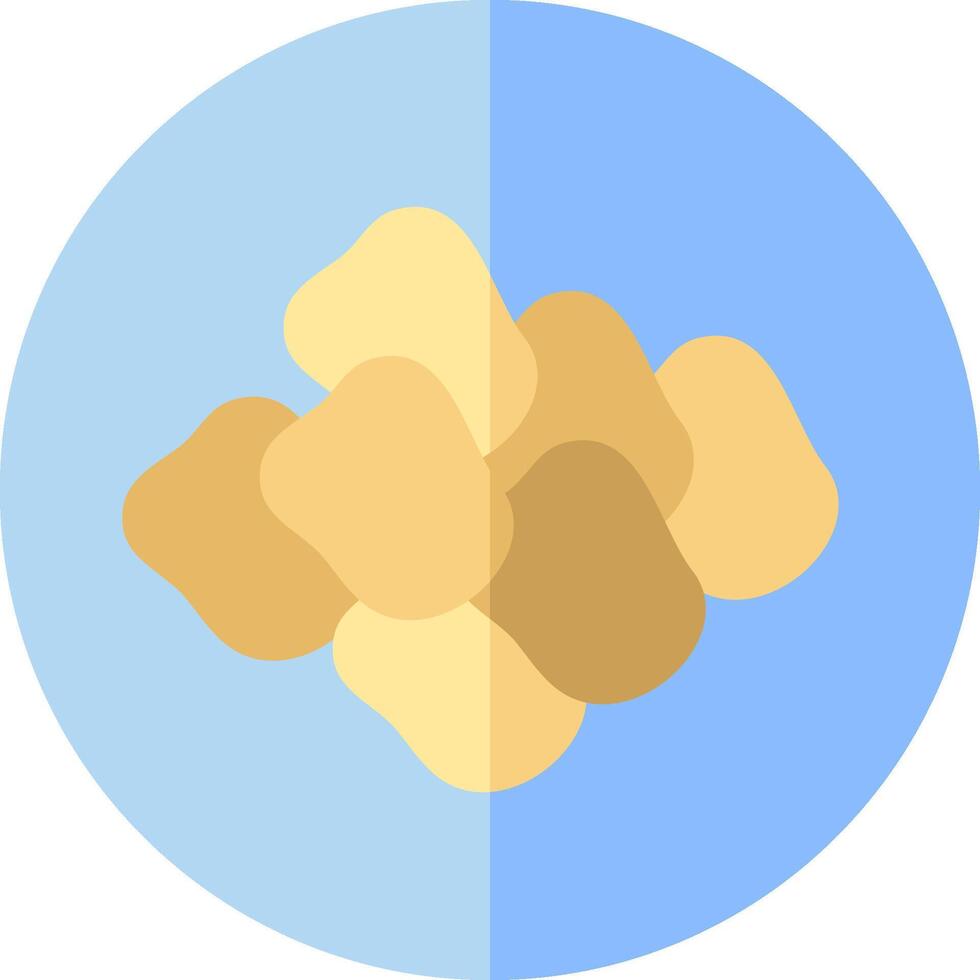 A round icon with a pile of popcorn on it vector
