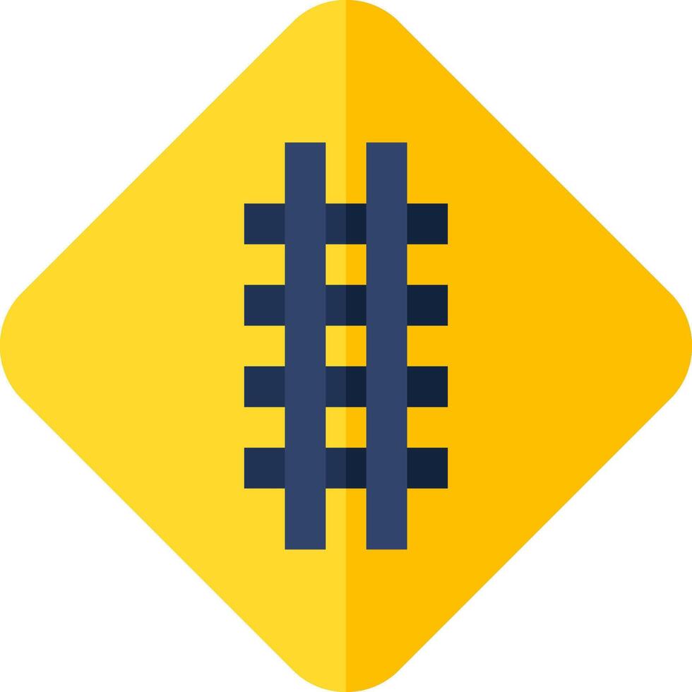 A yellow diamond with a railroad track on it vector