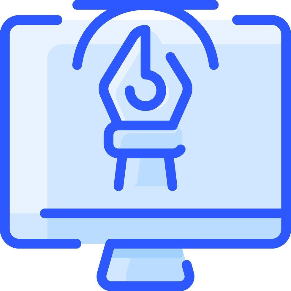 A computer monitor with a pen and a clock vector