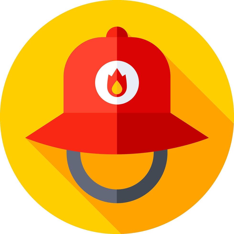 Fireman hat icon with long shadow vector