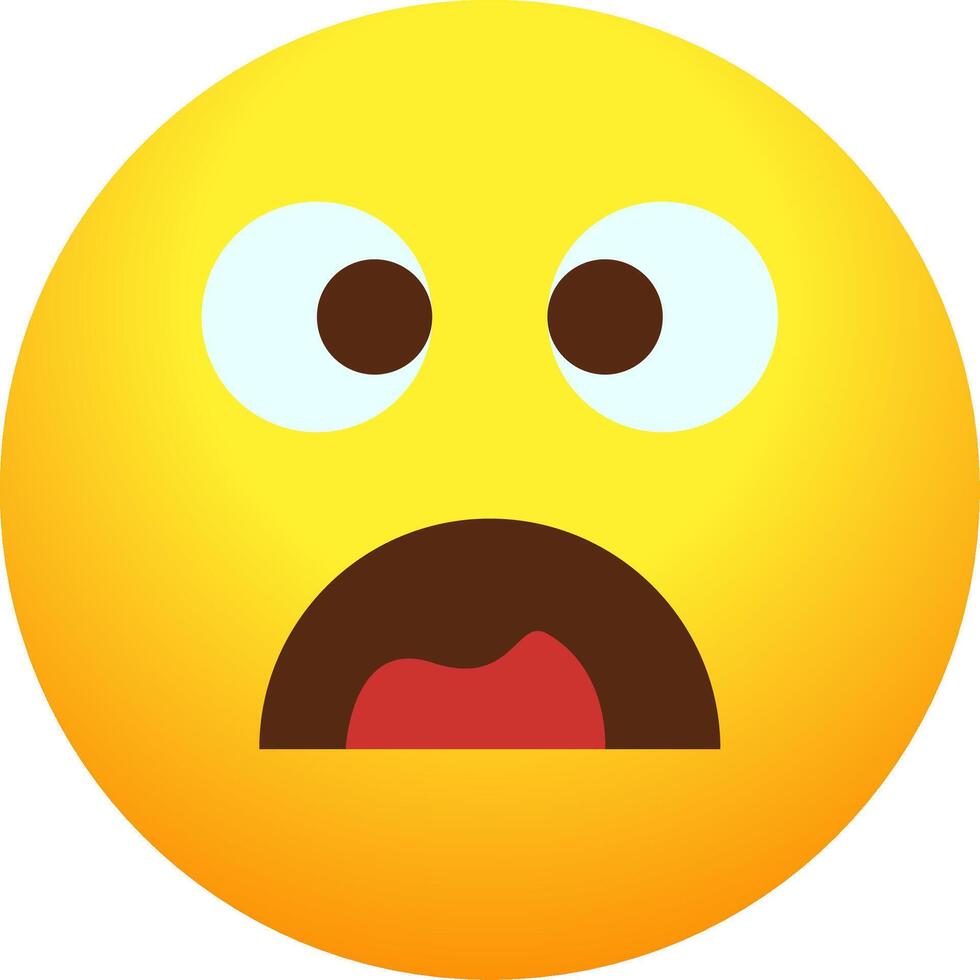 A yellow emoticion with a surprised face vector