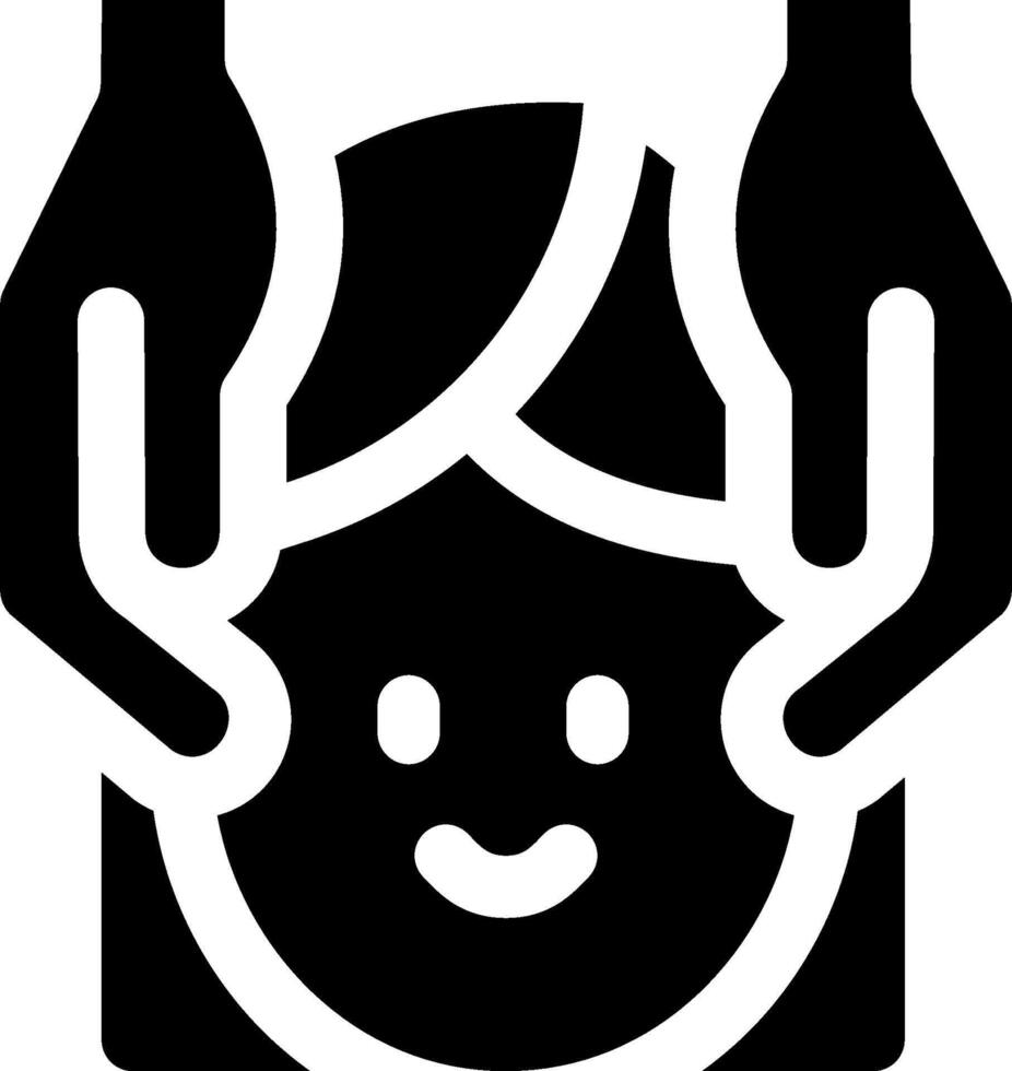 A black and white icon of a child's head vector