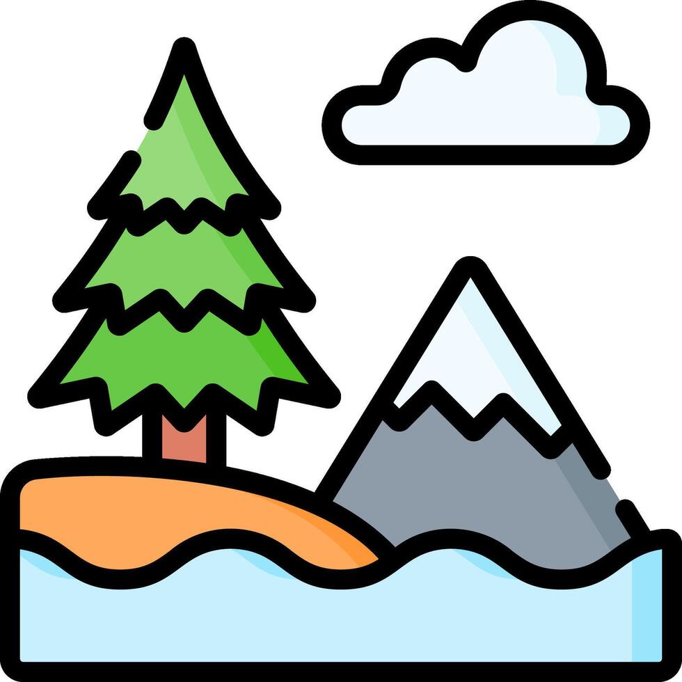 Lake and mountains icon vector