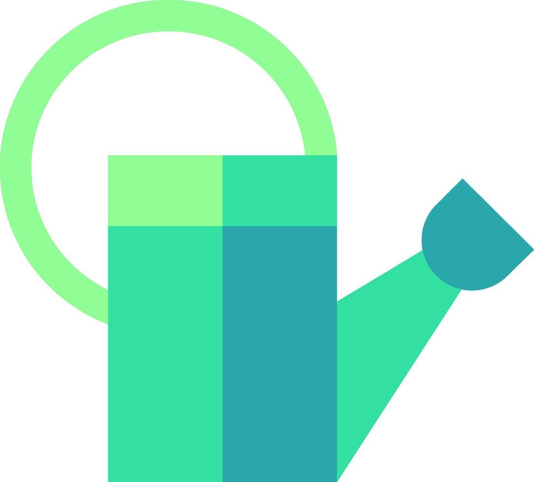 A green watering can icon with a green handle vector