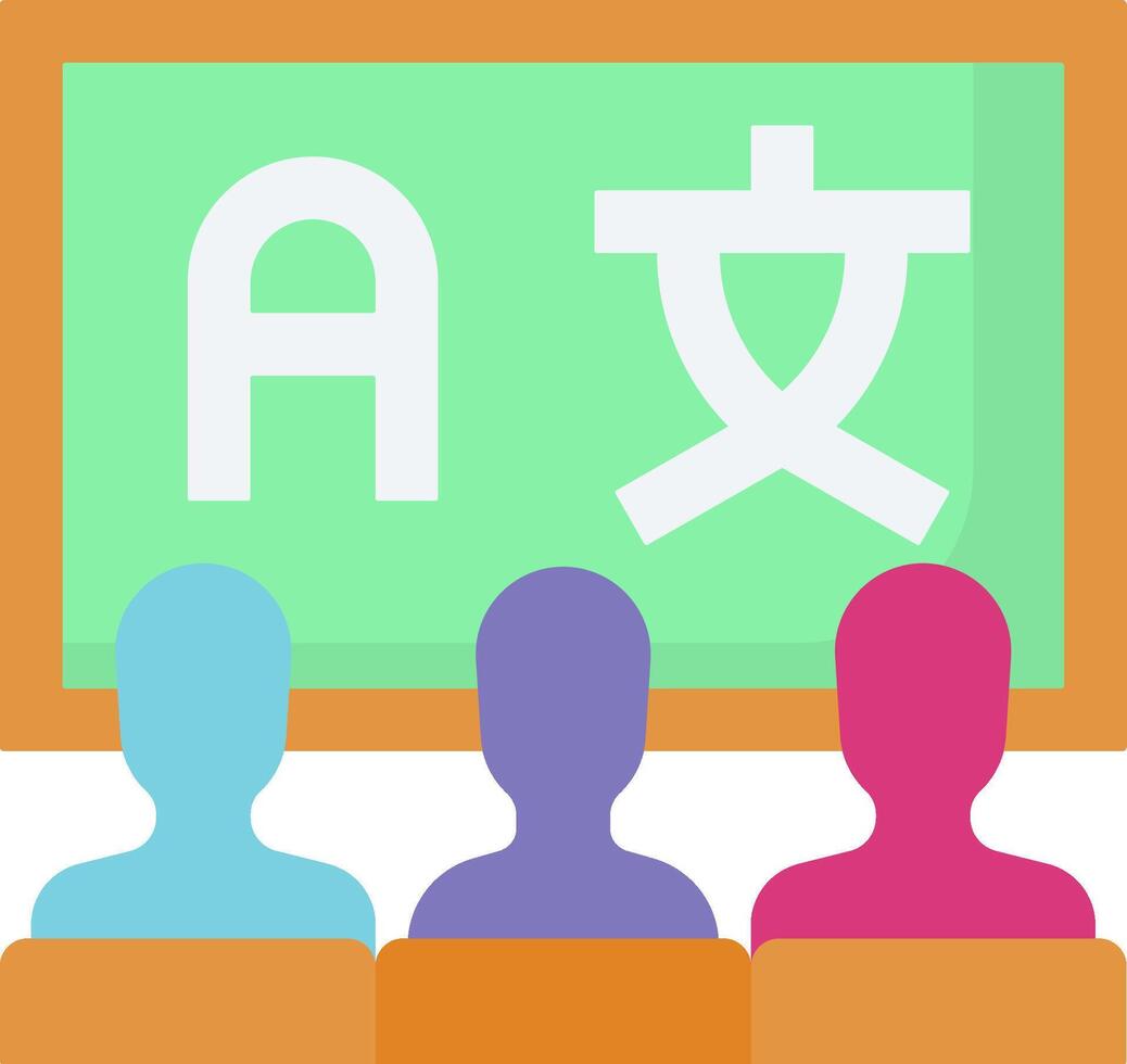 A group of people are sitting in front of a chalkboard with the word chinese vector