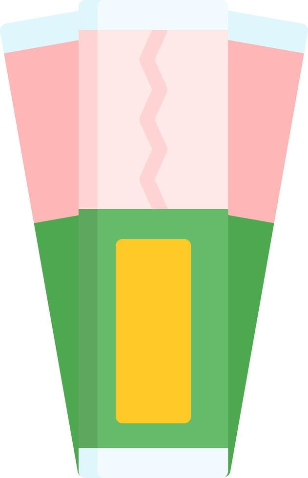 A pink and green candy wrapper with a yellow stripe vector
