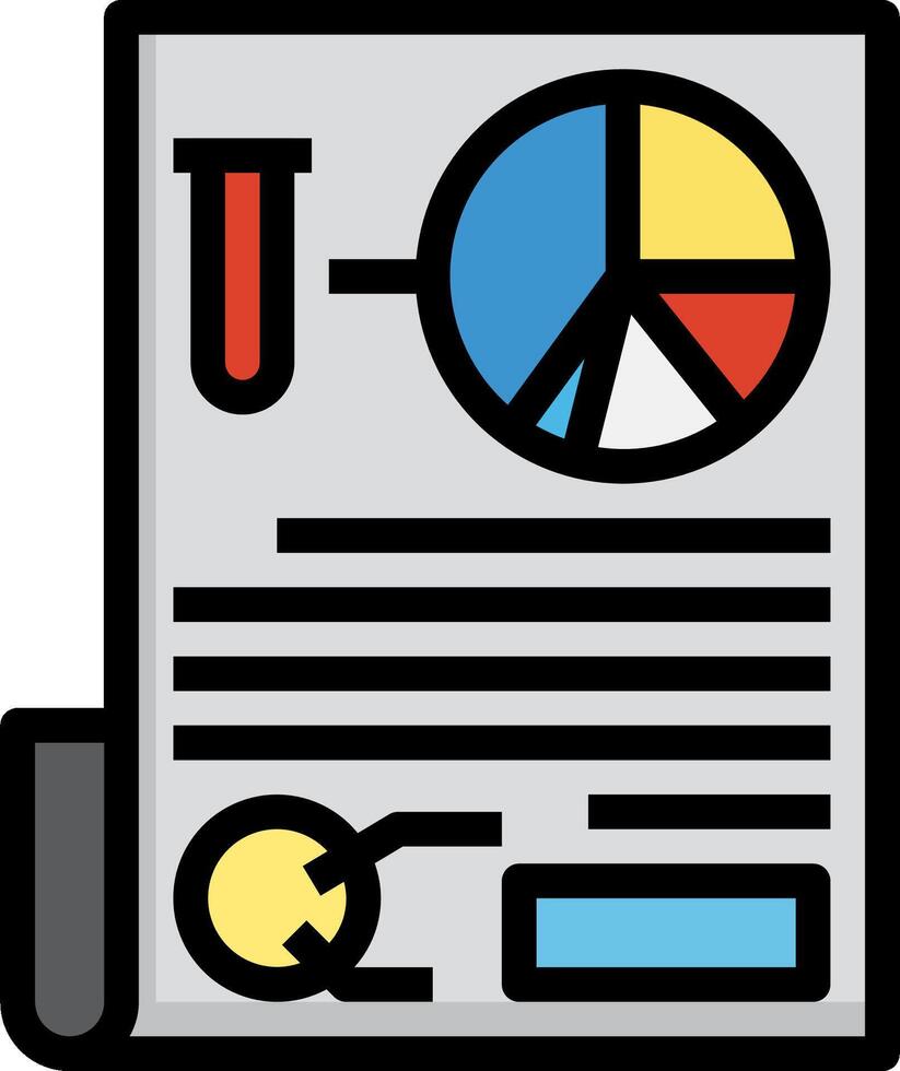 A document with a pie chart and other items vector