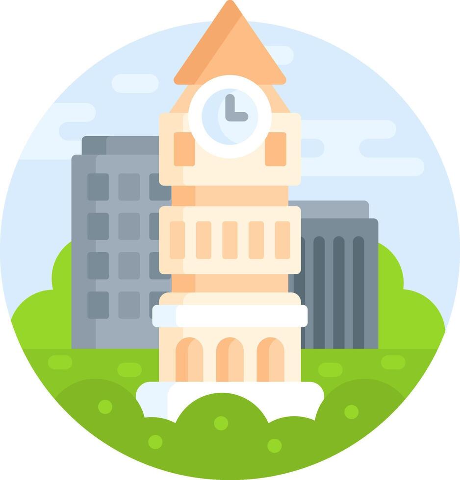 A tower with a clock on top of it vector