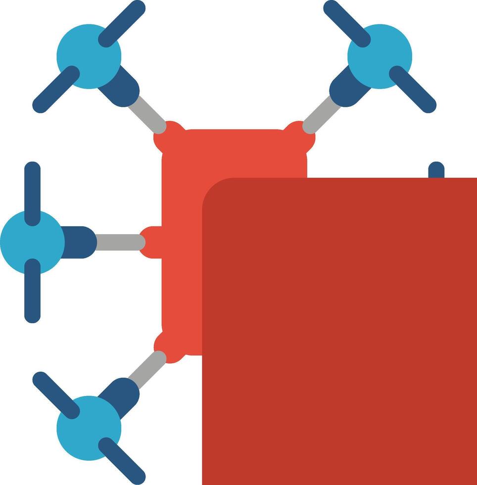 A red box with four blue and red drones vector