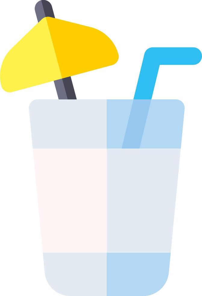 A drink with a straw and umbrella in a glass vector