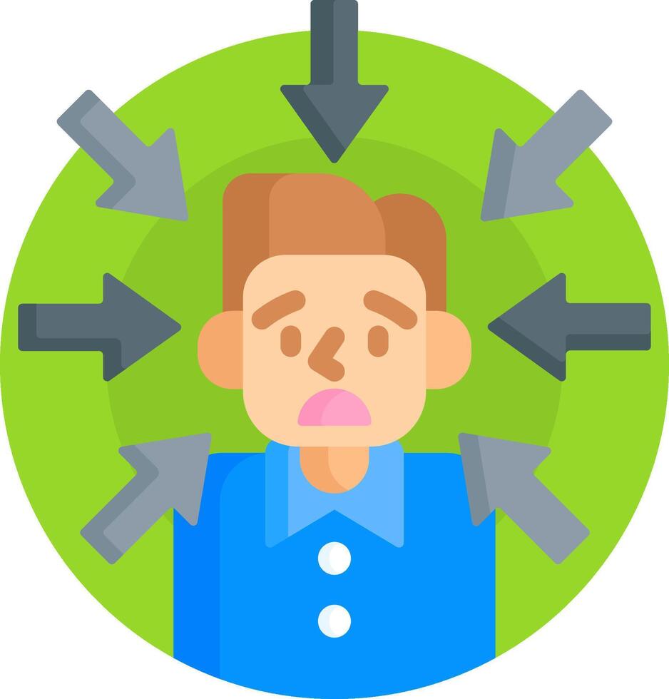 An illustration of a man with arrows coming out of his head vector