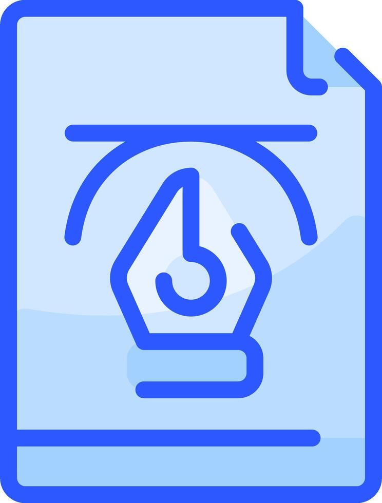 A blue icon with a pen and a clock vector