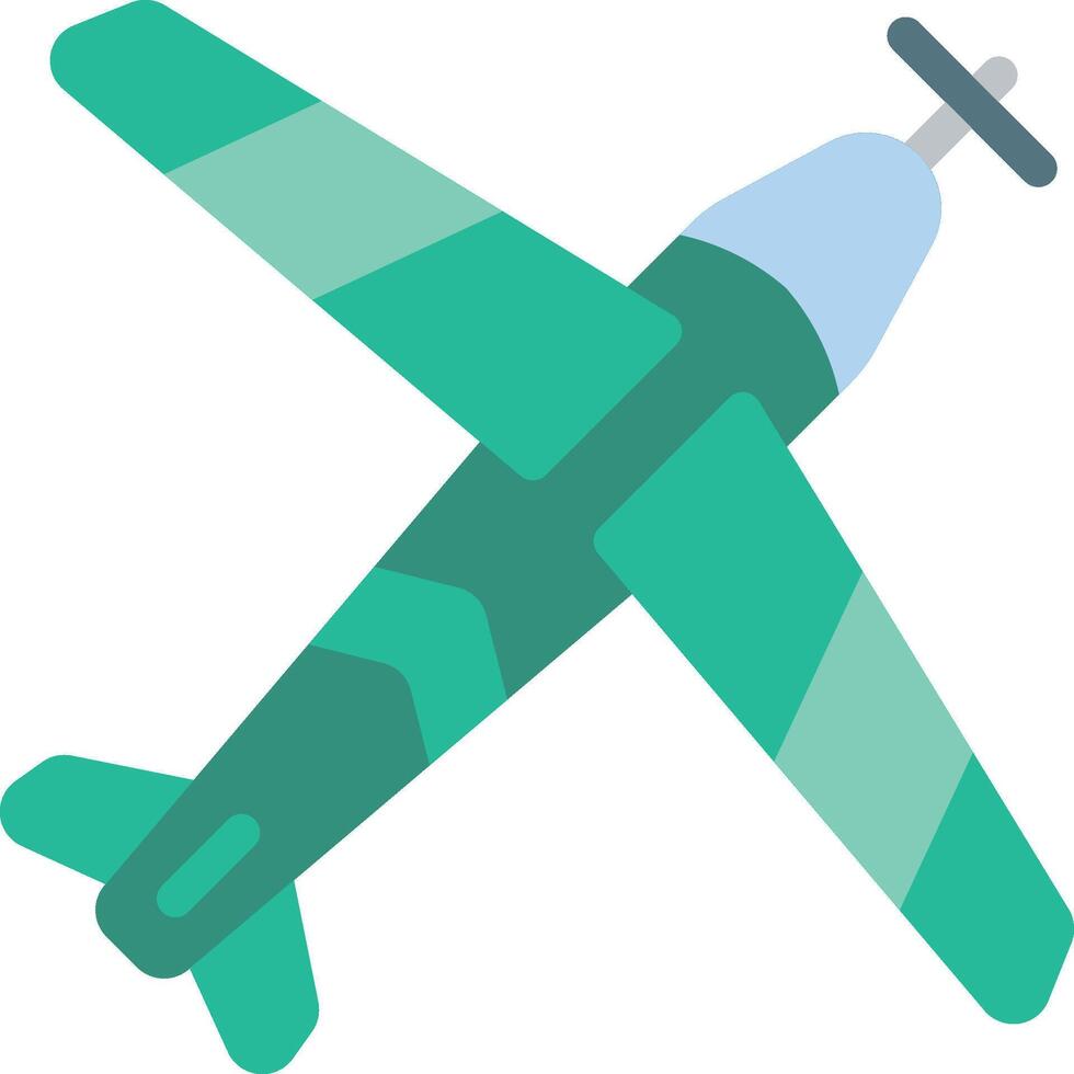 A green airplane flying in the air vector